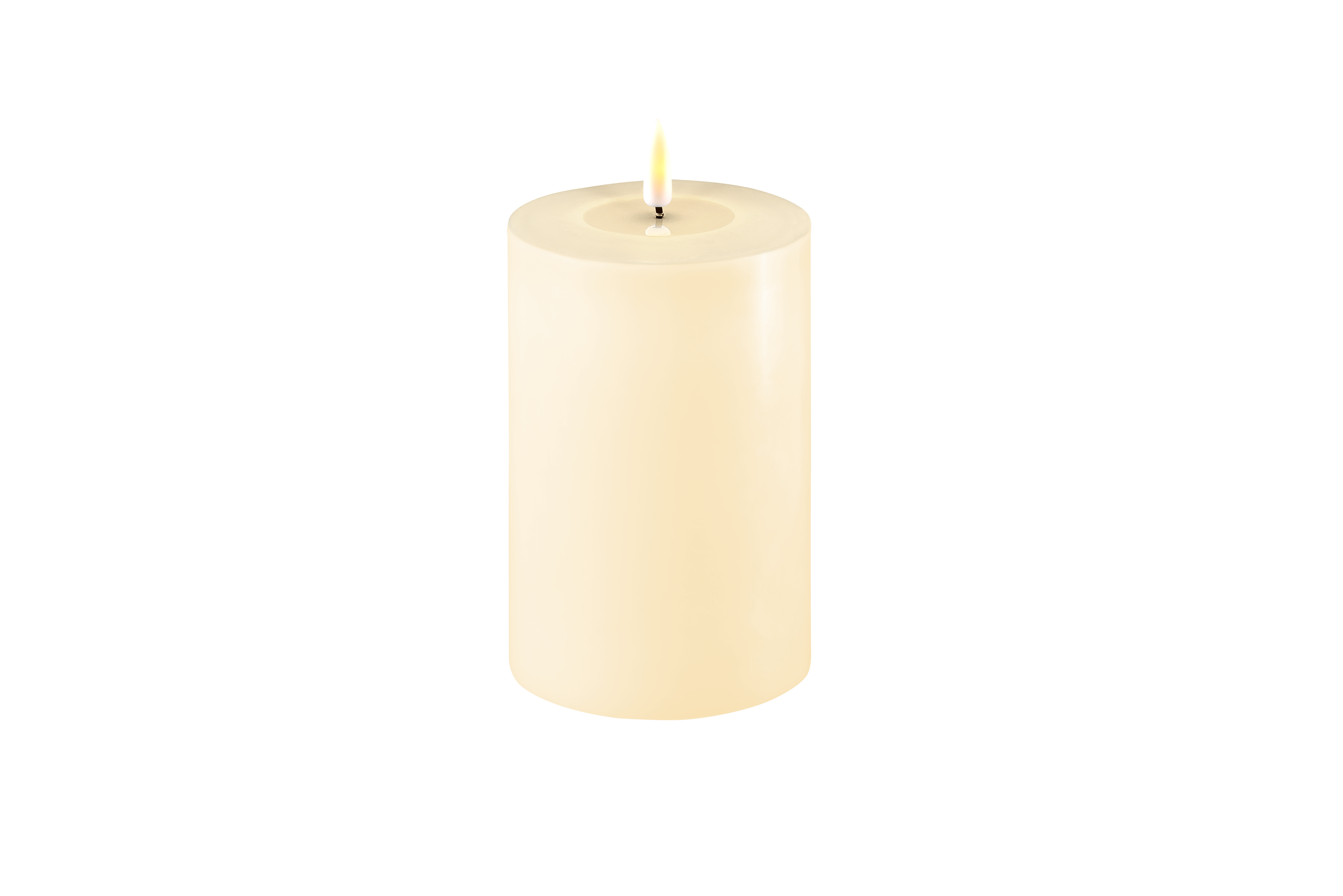 DELUXE HOMEART LED-Stumpenkerze "Real Flame" Creme 10 x 15 cm