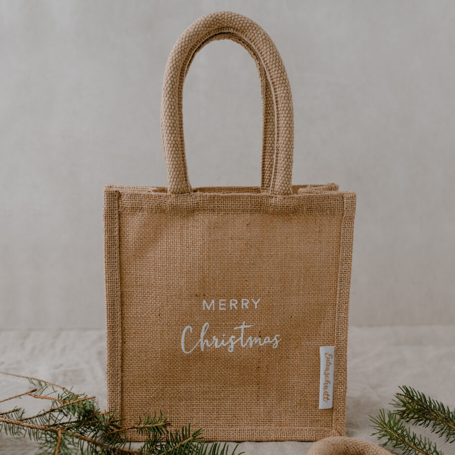Eulenschnitt Mini Jute Shopper Christmas im 2er Set