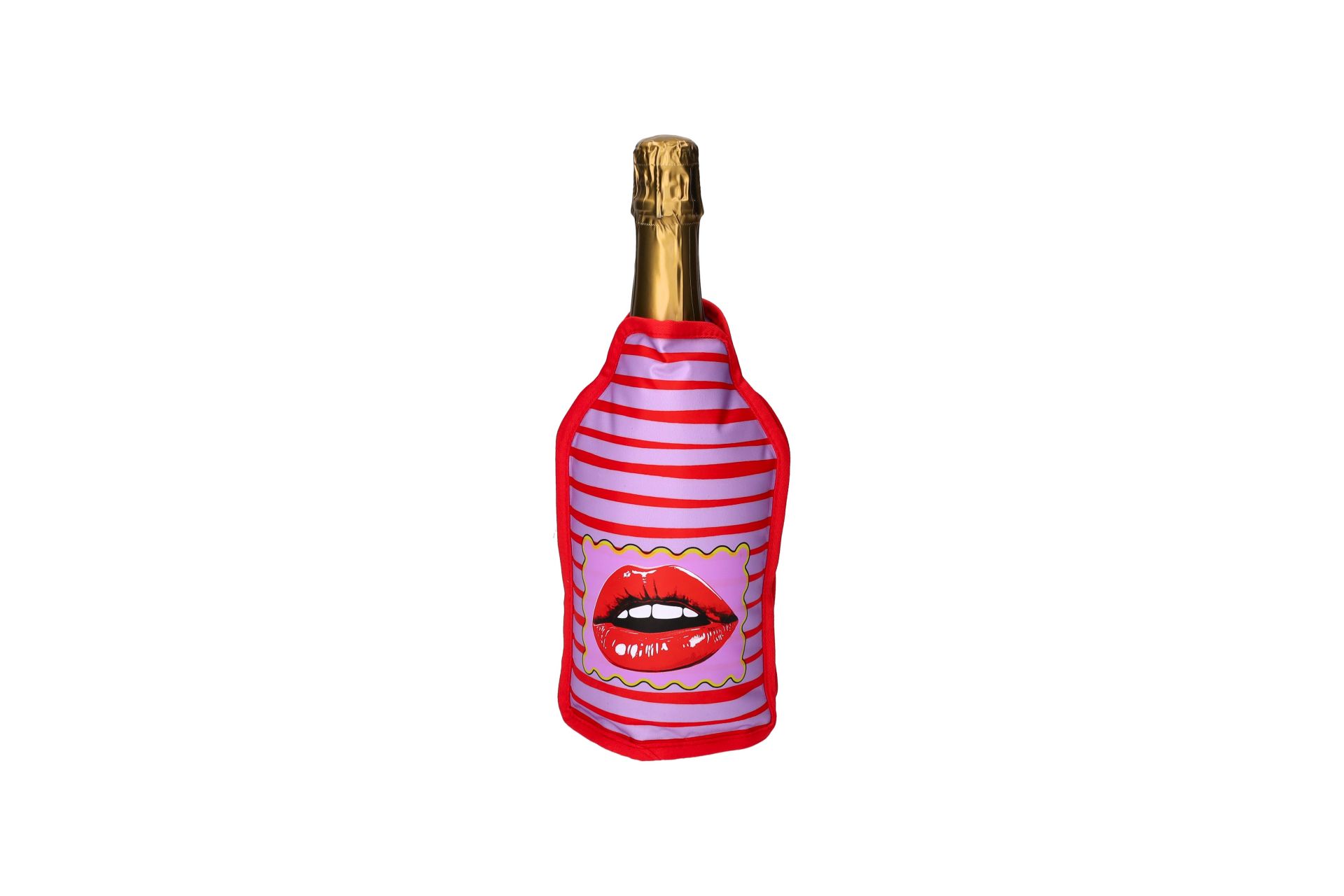 Kühlmanschette FROID für Flaschen Motiv Lippen Violett / Rot