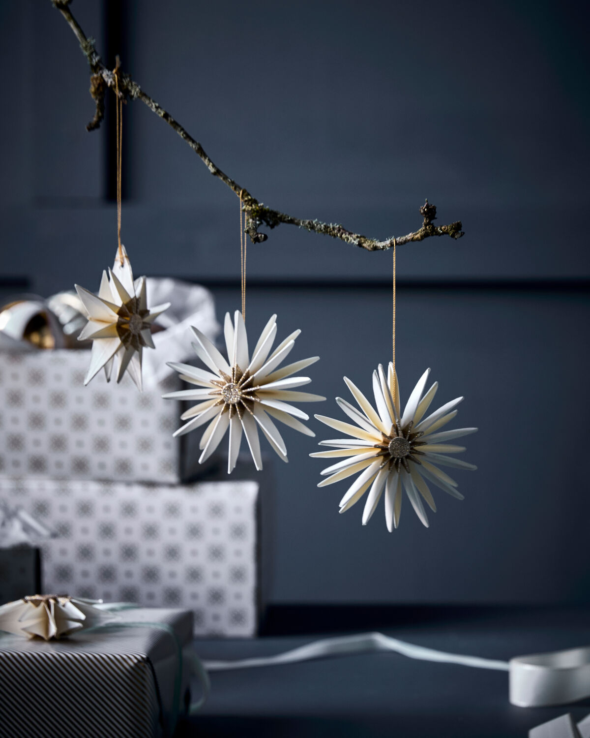 House Doctor Weihnachtsanhänger Sterne Off White/Champagner