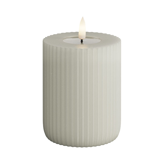 DELUXE HOMEART LED-Stumpenkerze "Real Flame" gerillte Kerze Shape Sand 8 x 10 cm DELUXE HOMEART LED-Stumpenkerze "Real Flame" gerillte Kerze Shape Sand 8 x 10 cm