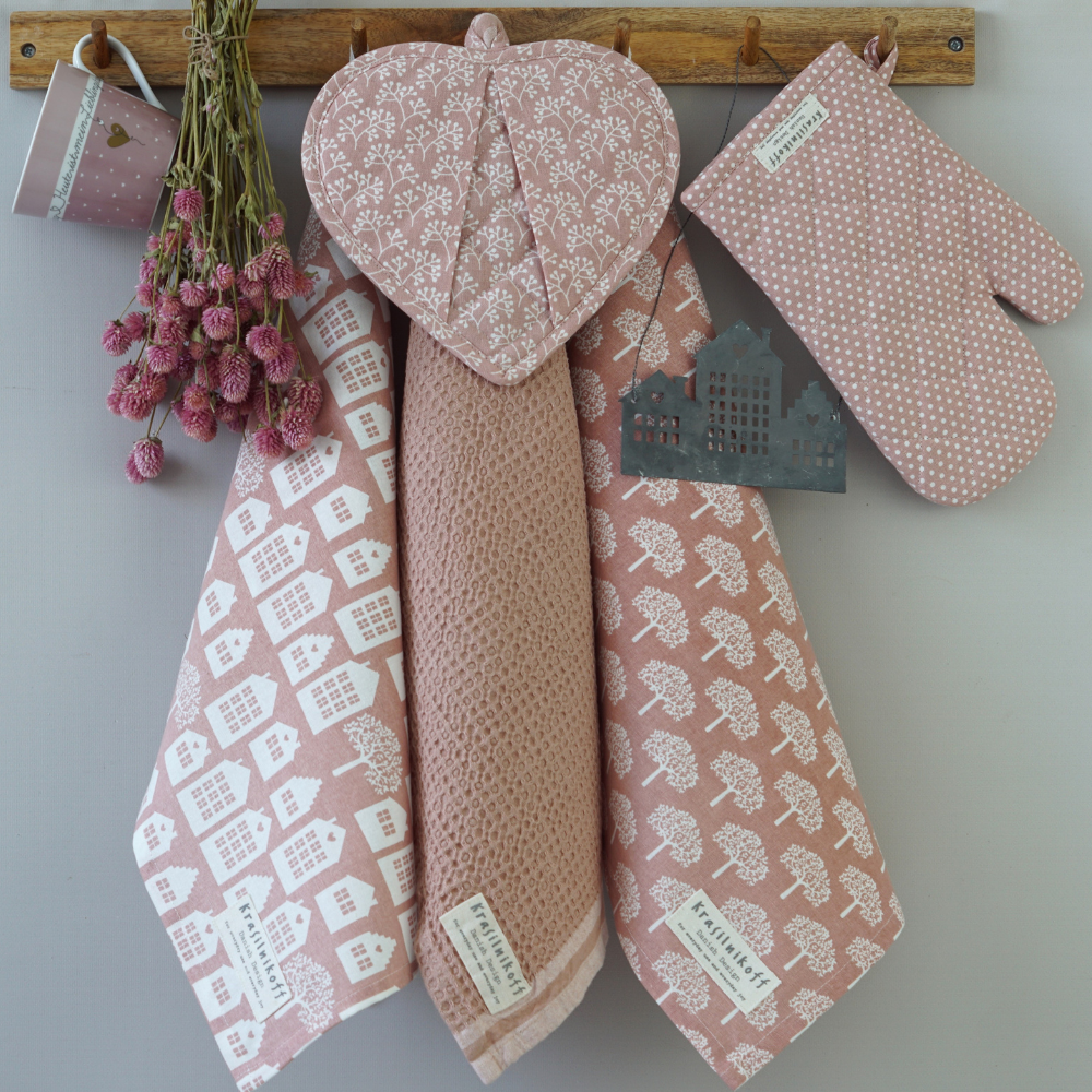 Krasilnikoff Geschirrtuch Town Houses Dusty Rose