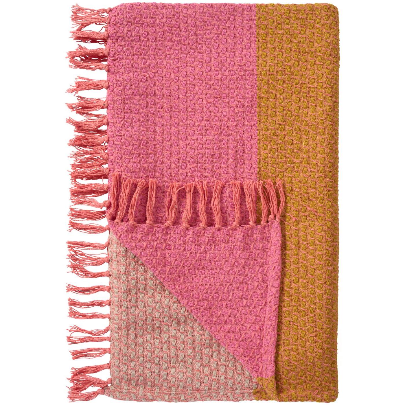 Ib Laursen Plaid Pink/Orange/Natur m. Streifenmuster