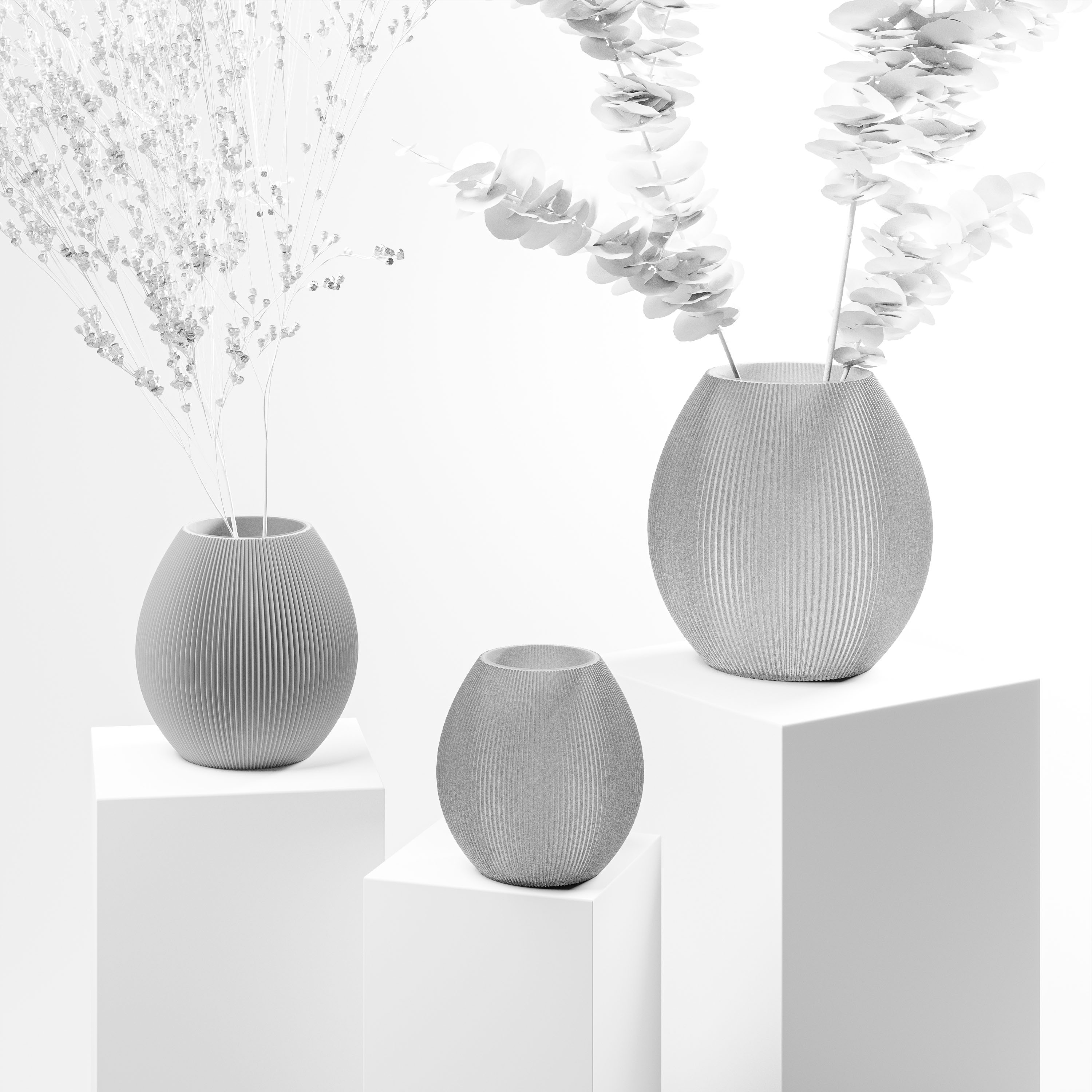 DENNISMAASS Vase Rund M Hellgrau