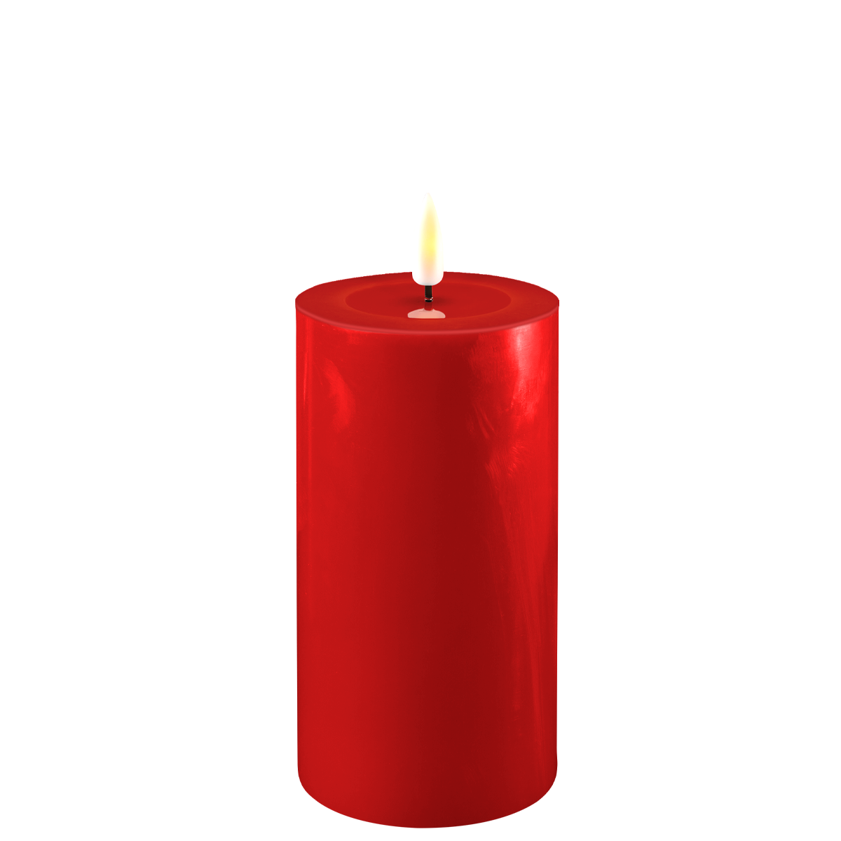 DELUXE HOMEART LED-Stumpenkerze "Real Flame" Rot 7,5 x 15 cm