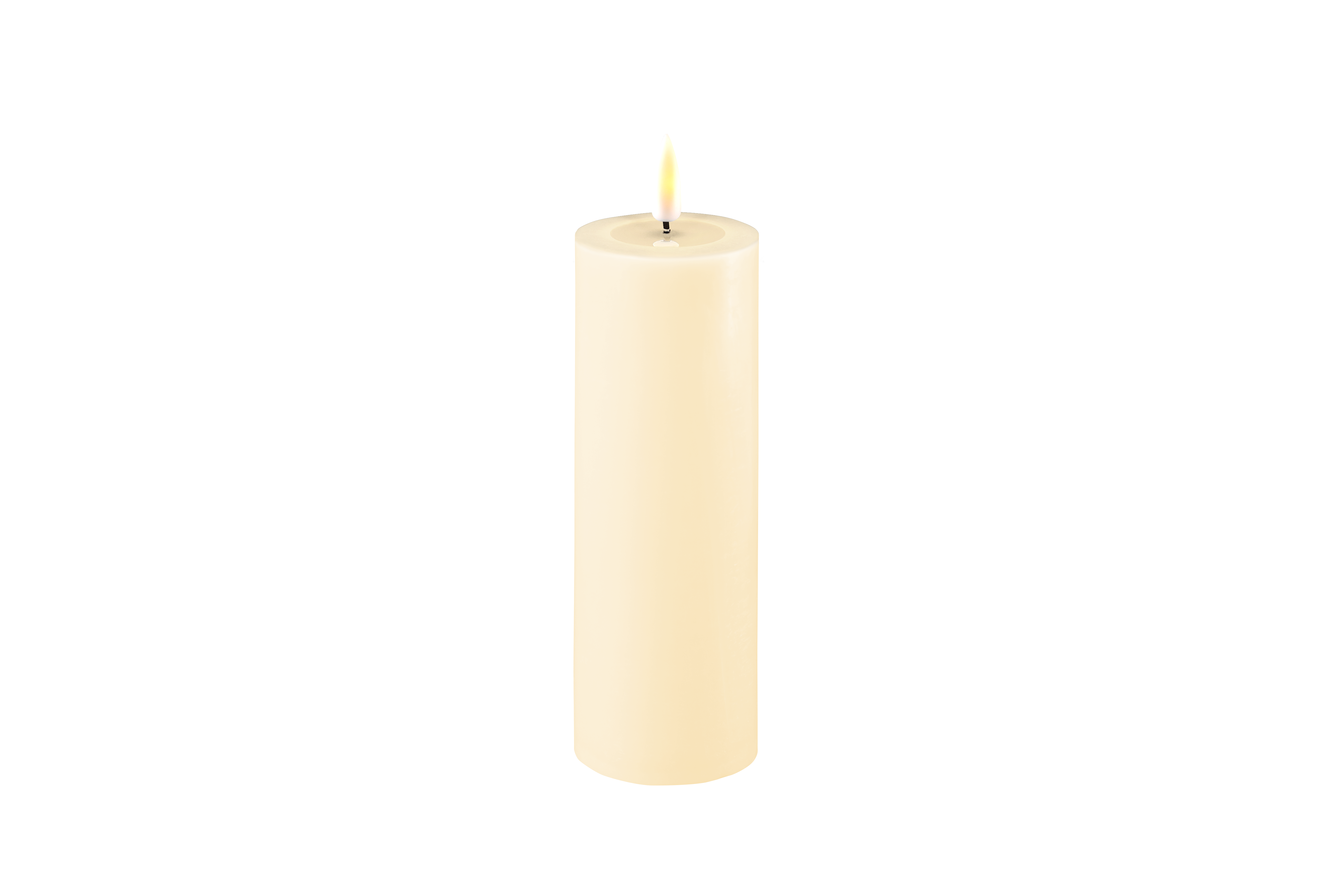 DELUXE HOMEART LED-Stumpenkerze "Real Flame" Creme 5 x 15 cm