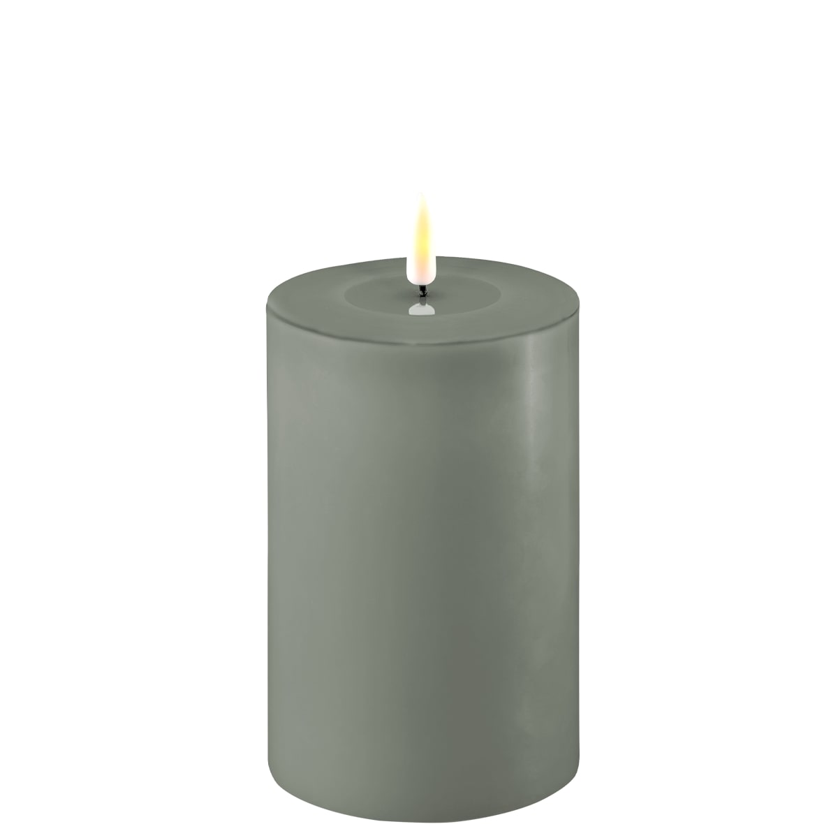 DELUXE HOMEART LED-Stumpenkerze "Real Flame" Salbei Grün 10 x 15 cm