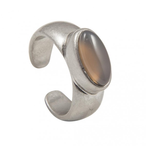 Sence Copenhagen Be Loud Ring Grey Agate worn silver S7