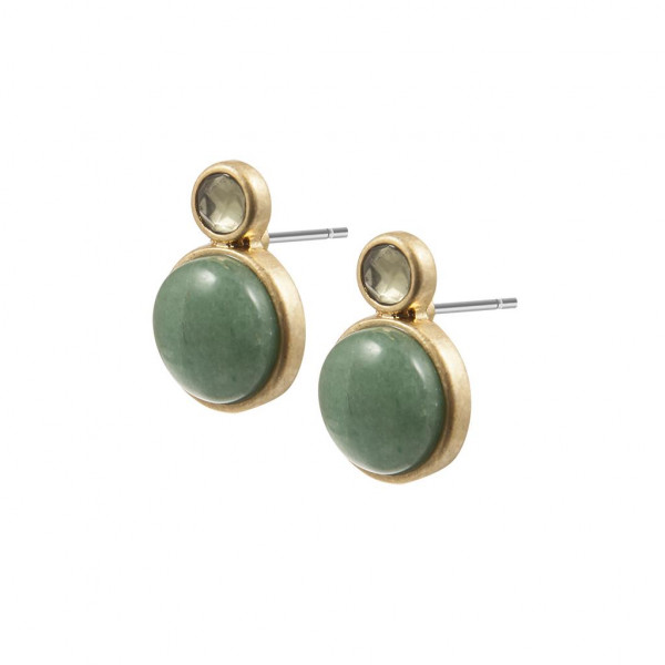 Sence Copenhagen Be Happy Ohrstecker Green Aventurine worn gold