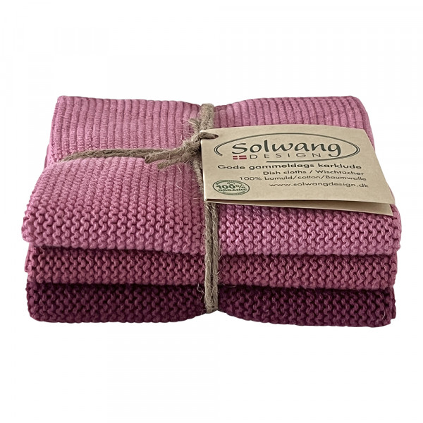 Solwang Wischtuch Dunkelrosa Kombi BIO 3er Set