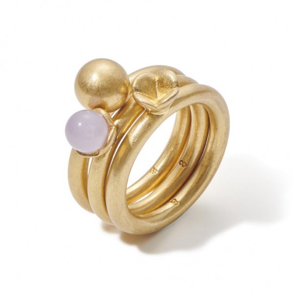 Sence Copenhagen Ring-Set Clover lavender jade matt gold S8