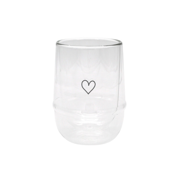 Eulenschnitt Doppelwandiges Glas Herz 300ml