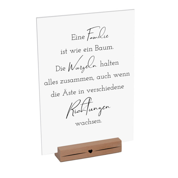 Interluxe Schild mit Aufsteller - Eine Familie ist wie ein Baum