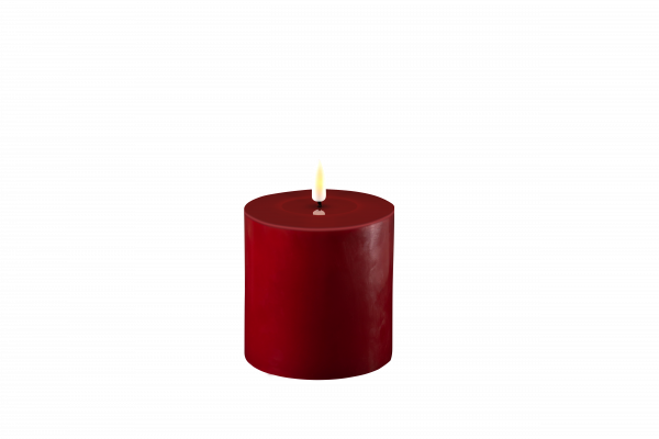 DELUXE HOMEART LED-Stumpenkerze "Real Flame" Bordeaux 10 x 10 cm
