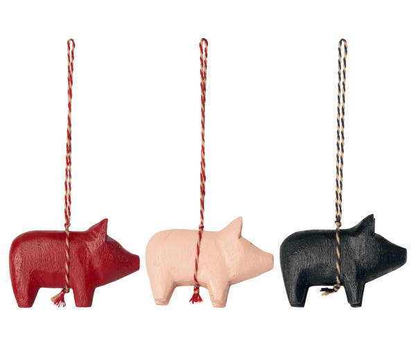 Maileg Anhänger Holzschwein 3-fach sortiert