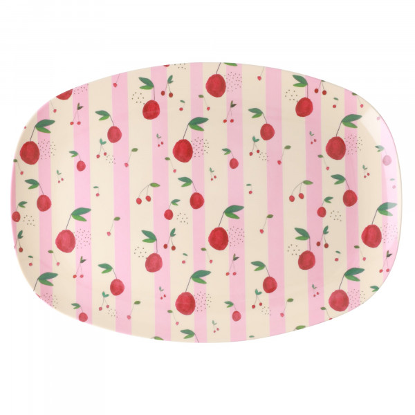 Rice Melamin Teller Oval Cherry Print