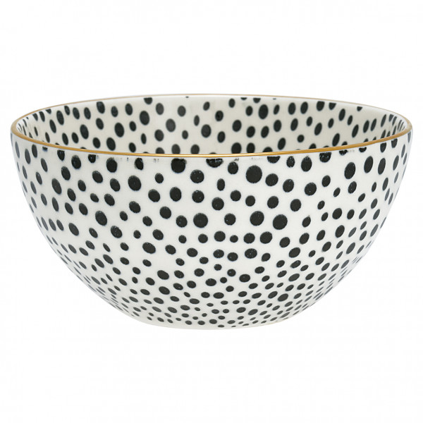 Greengate Bowl Dot black with gold medium