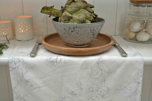 ArtefinaTischläufer Rose White/Grey