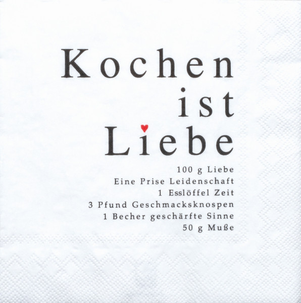 räder Papierservietten "Kochen ist Liebe"  20 Stück