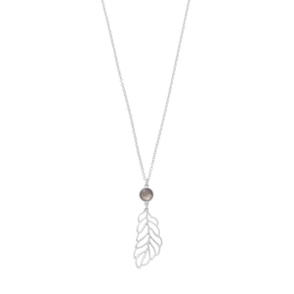 Sence Copenhagen Kette Poem Grey Agate matt silver 95 cm