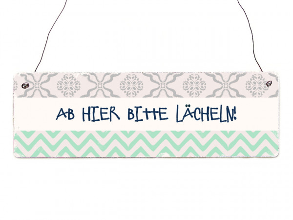 Interluxe Holzschild AB HIER BITTE LÄCHELN