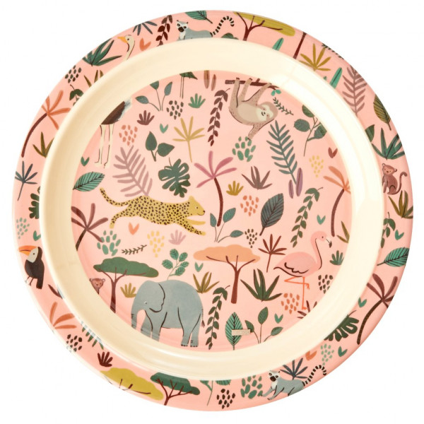 Rice Melamin Teller Kids Lunch Plate Jungle Animal Print