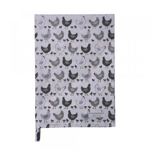 Krasilnikoff Geschirrtuch Chicken Grey