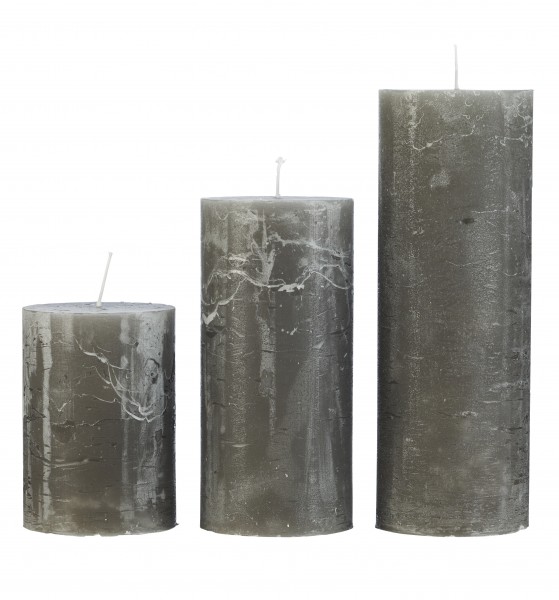 Cozy Living Stumpen-Kerze, Grau, H: 10cm