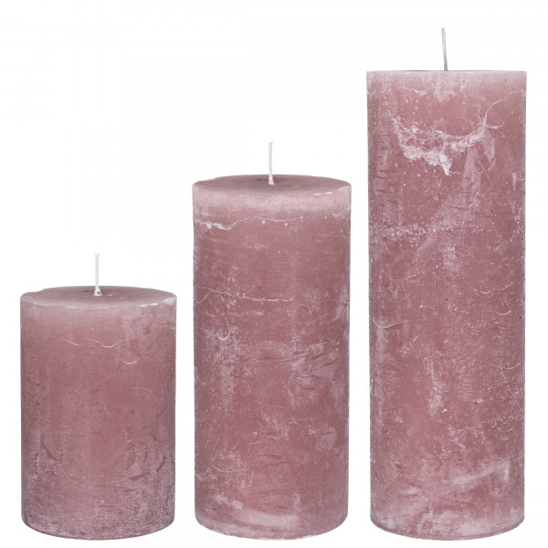 Cozy Living Stumpen-Kerze Rustic Dusty Rose H: 15cm