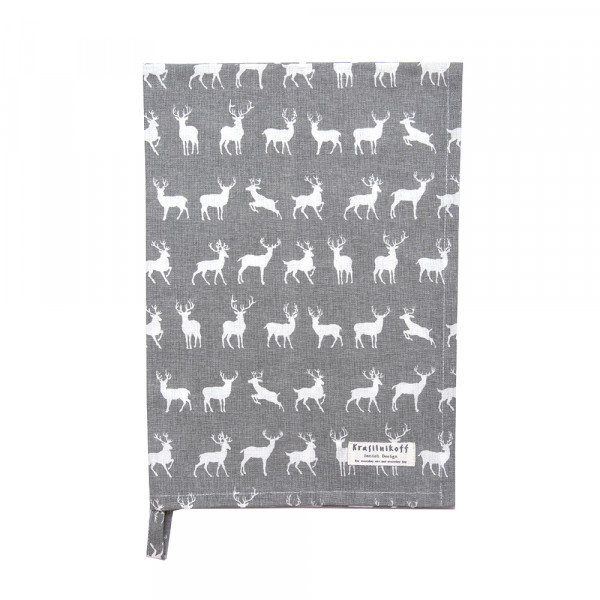 Krasilnikoff Geschirrtuch Deers Line Up White