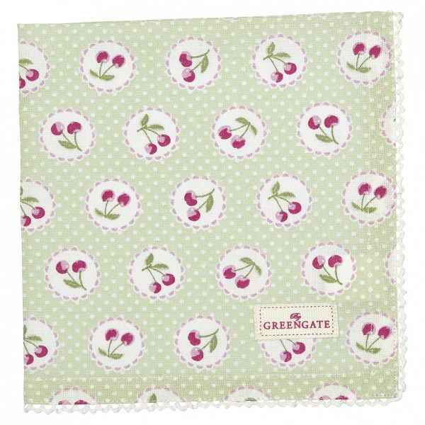 Greengate Stoffserviette Cherry Berry pale green