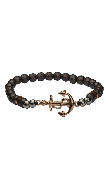 HAFEN-KLUNKER Anker Armband Edelstahl Hämatit grau rosegold 18 cm