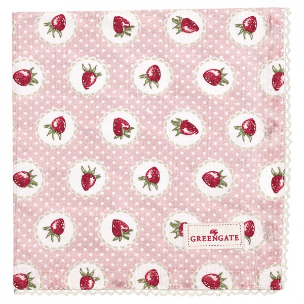 Greengate Stoffserviette Strawberry pale pink
