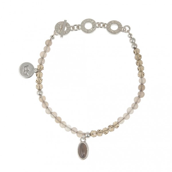 Sence Copenhagen Be Happy Armband Grey Agate worn silver