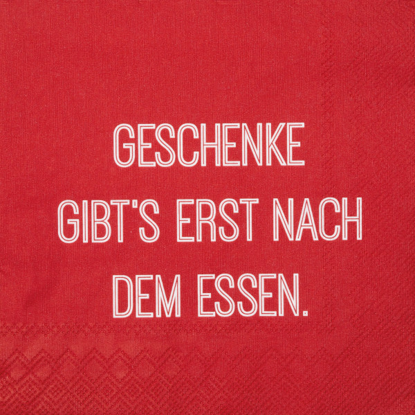 räder Papierservietten "Geschenke gibt es erst nach dem Essen" 20 Stück
