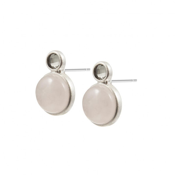Sence Copenhagen Be Happy Ohrstecker Rose Quartz worn silver