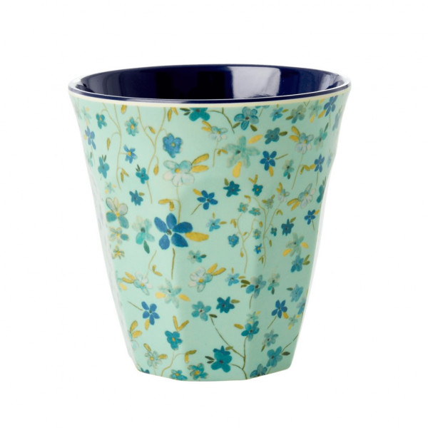 Rice Melamin Becher Blue Floral Print Two Tone Medium