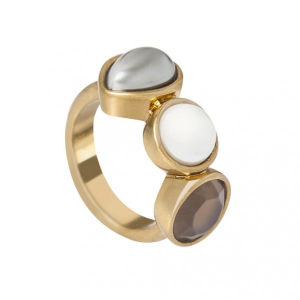 Sence Copenhagen Ring Grey Agate worn gold S8