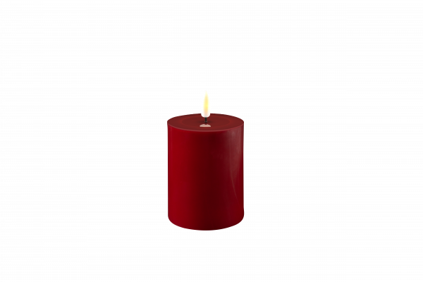 DELUXE HOMEART LED-Stumpenkerze "Real Flame" Bordeaux 7,5 x 10 cm